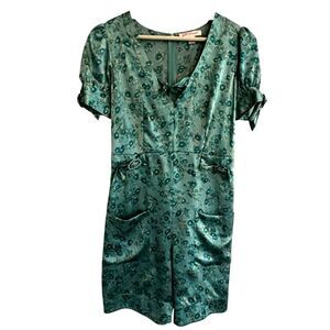 Vintage Betsey Johnson Womens Floral Silk Romper Jumpsuit Size 2 90s Y2K Retro